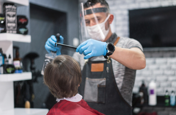 haircut at barber