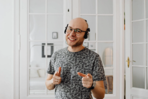 stylish bald man